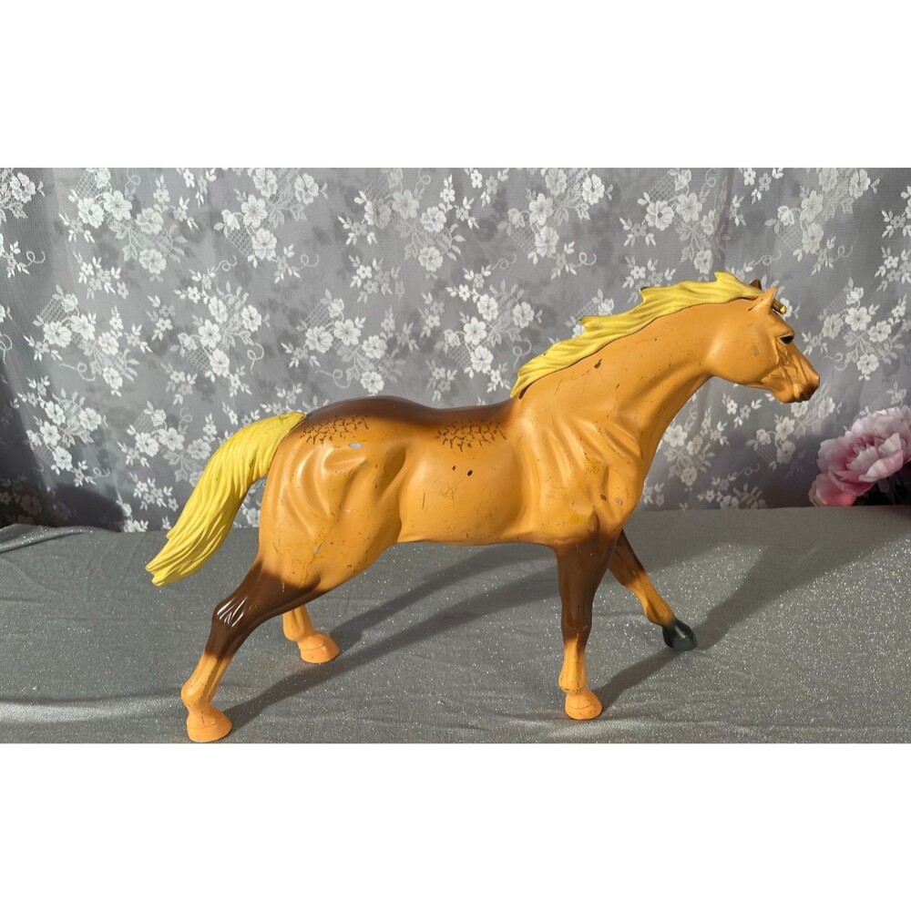 Vintage Large Plastic Horse Toy Figurine Cowboy Cowgirl Western Horses Stable
